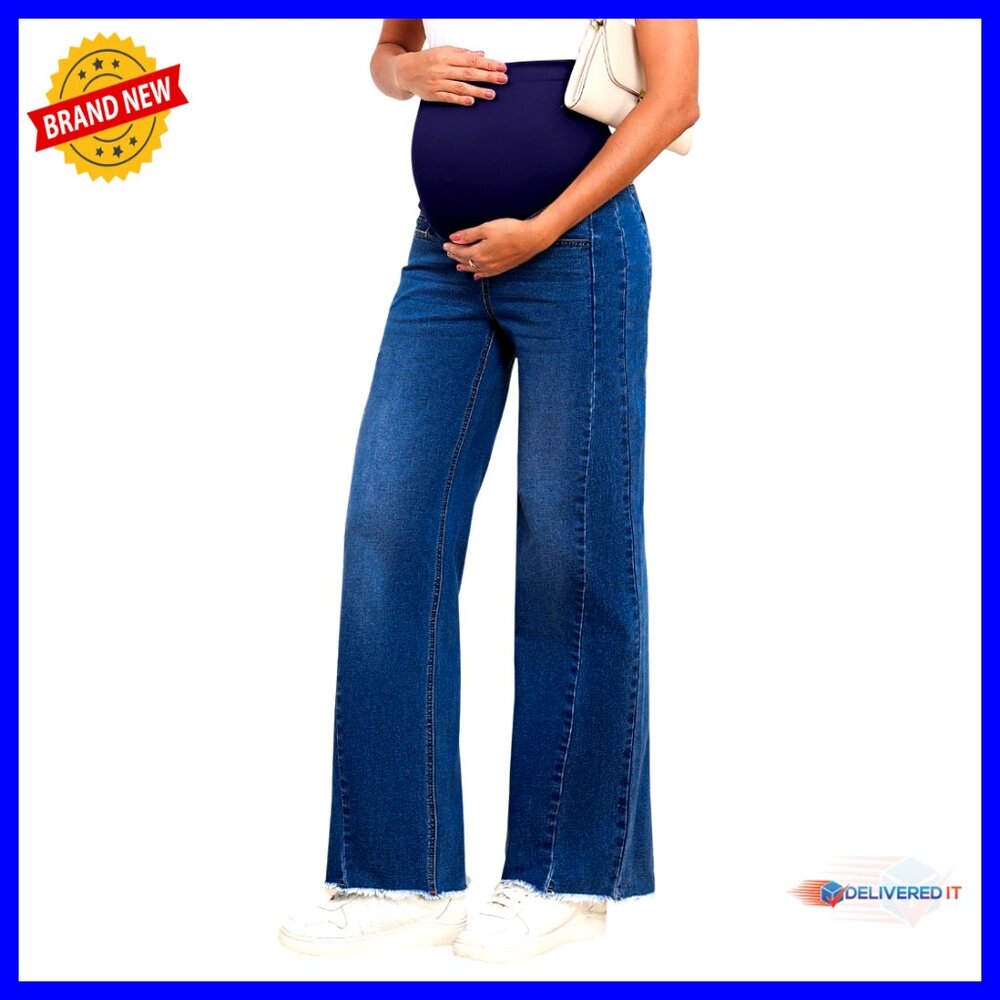 Maternity Straight Leg Jeans Stretchy Denim High Rise Boyfriend Fit